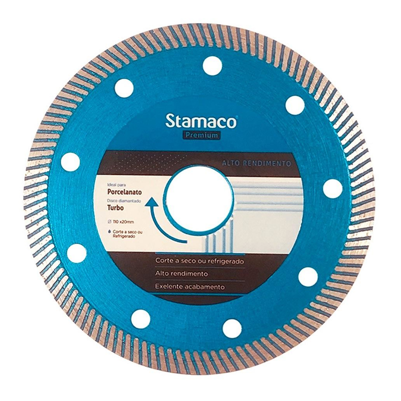 Disco de Corte Diamantado Diâmetro 110mm Furo 20mm Porcelanato 4110 Stamaco