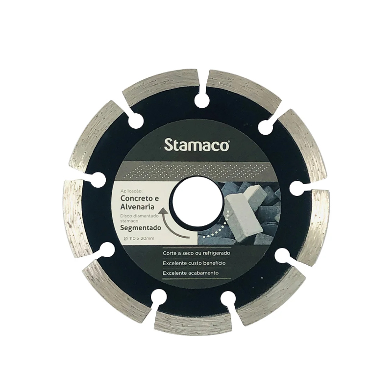Disco de Corte Diamantado Segmentado Diâmetro 110mm Furo 20mm Universal 4615 Stamaco