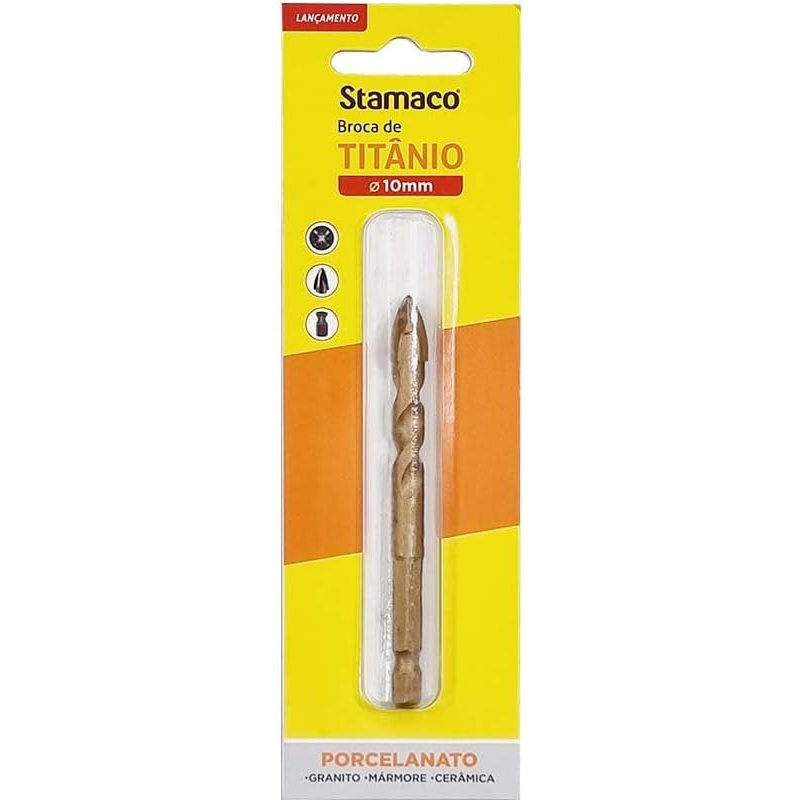 Broca de Titânio 10mm Para Porcelanato Mármore Granito E Cerâmica 11613 Stamaco