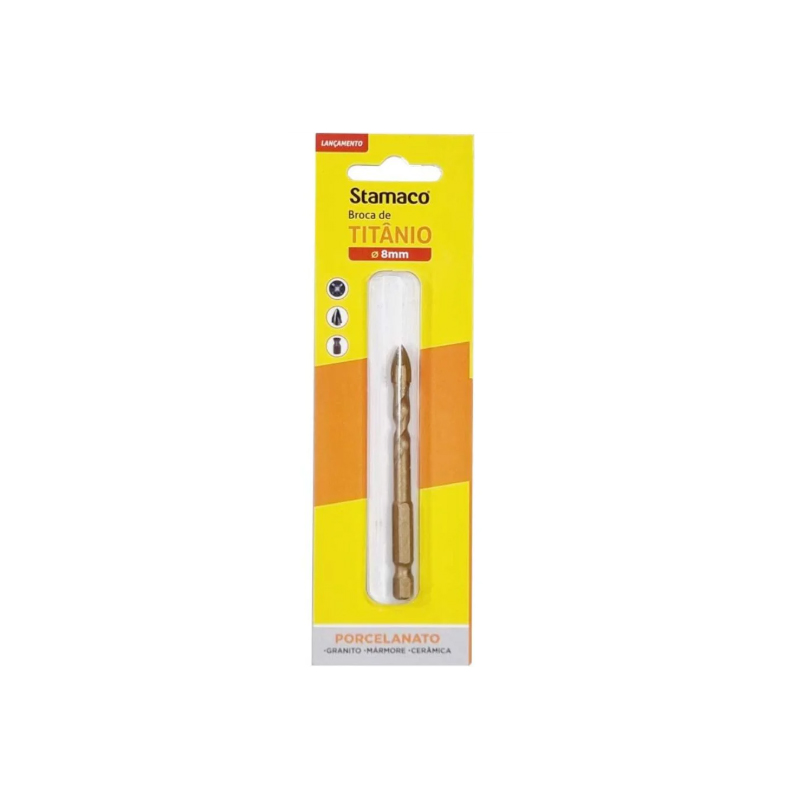Broca de Titânio 8mm Para Porcelanato Mármore Granito E Cerâmica 11606 Stamaco
