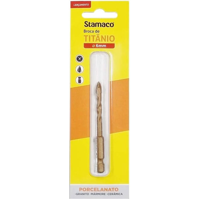 Broca de Titânio 6mm Para Porcelanato Mármore Granito E Cerâmica 11590 Stamaco
