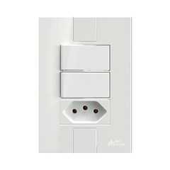 Interruptor 2 Secões Com Tomada 2p+T 10a Branco Click 49094 Mec-Tronic