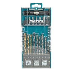 Jogo de Brocas E Bits 17 Peças (9 Brocas 5,6 E 8mm 3 Concreto/ 3 Madeira/3 Metal; 7 Bits, Adaptador E Maleta) D-74887 Makita