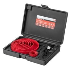 Kit de Serras Copo Aço Carbono 12 Peças (Serras 19,22,29,32,38,44,51,64,76,89,102,127mm - 2 Sup.Fixação - 1 Chave Allen - 1 Broca C/Haste) 704729 Mtx Toolsworld